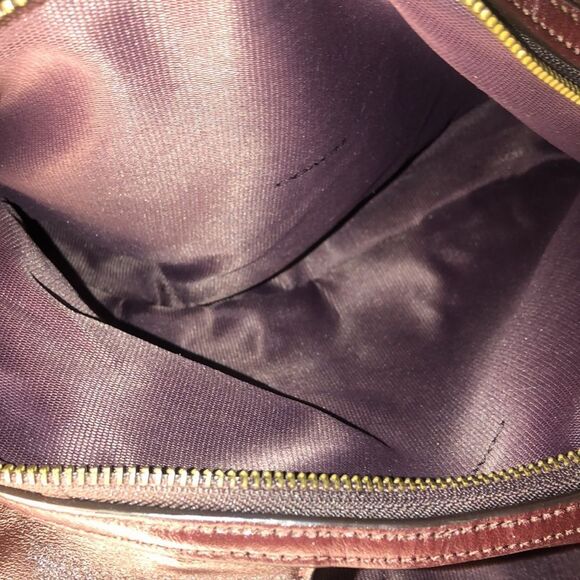 COACH Oxblood Edie Studded Soft Leather Triple Section Turn Lock Shoulder Bag - Picture 16 of 17